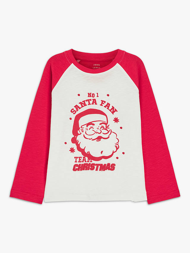 John Lewis Kids' No.1 Santa Fan Christmas Top, Red/White