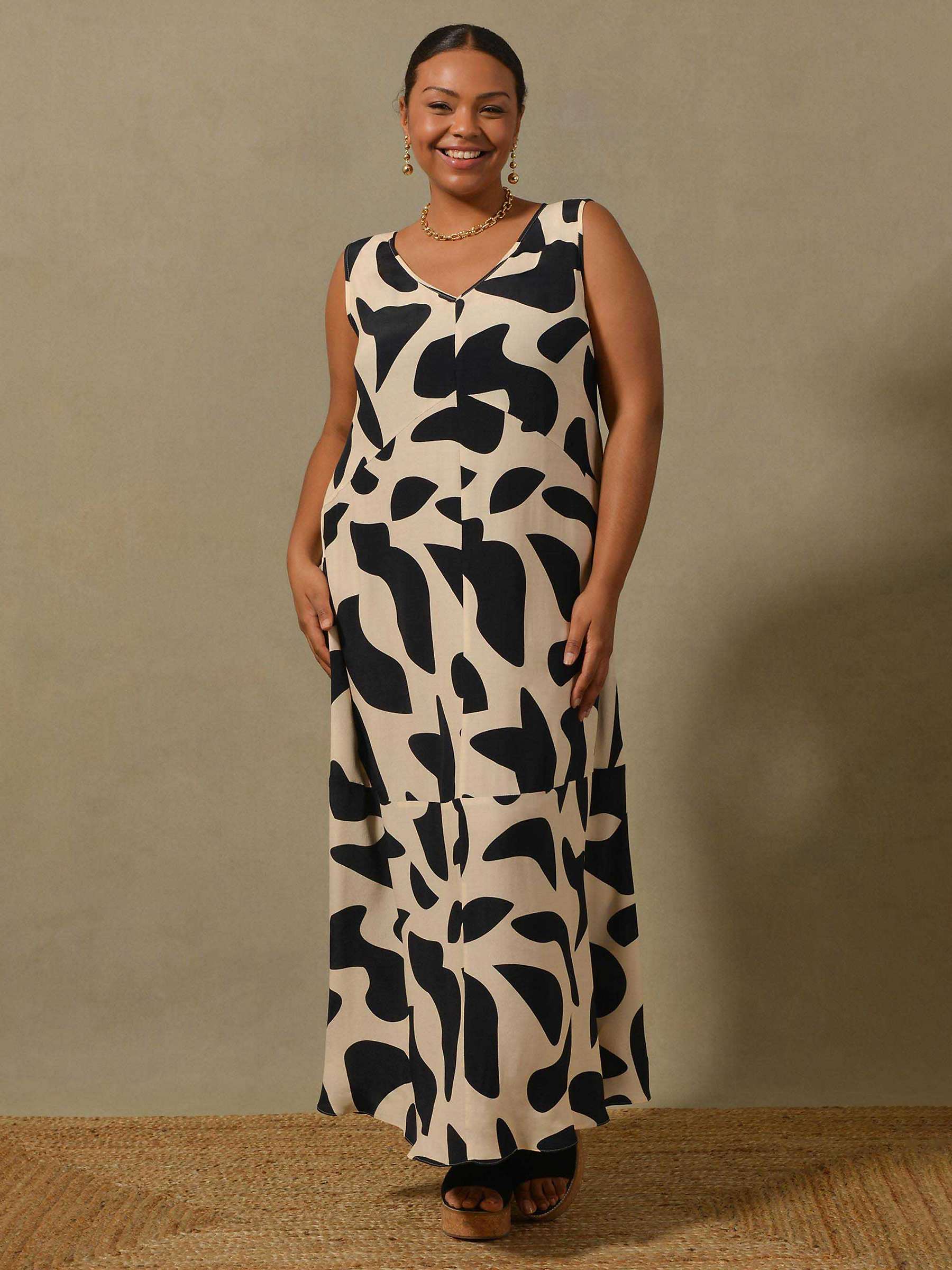 Buy Live Unlimited Abstract Print Sleeveless Maxi Dress, Black/Cream Online at johnlewis.com