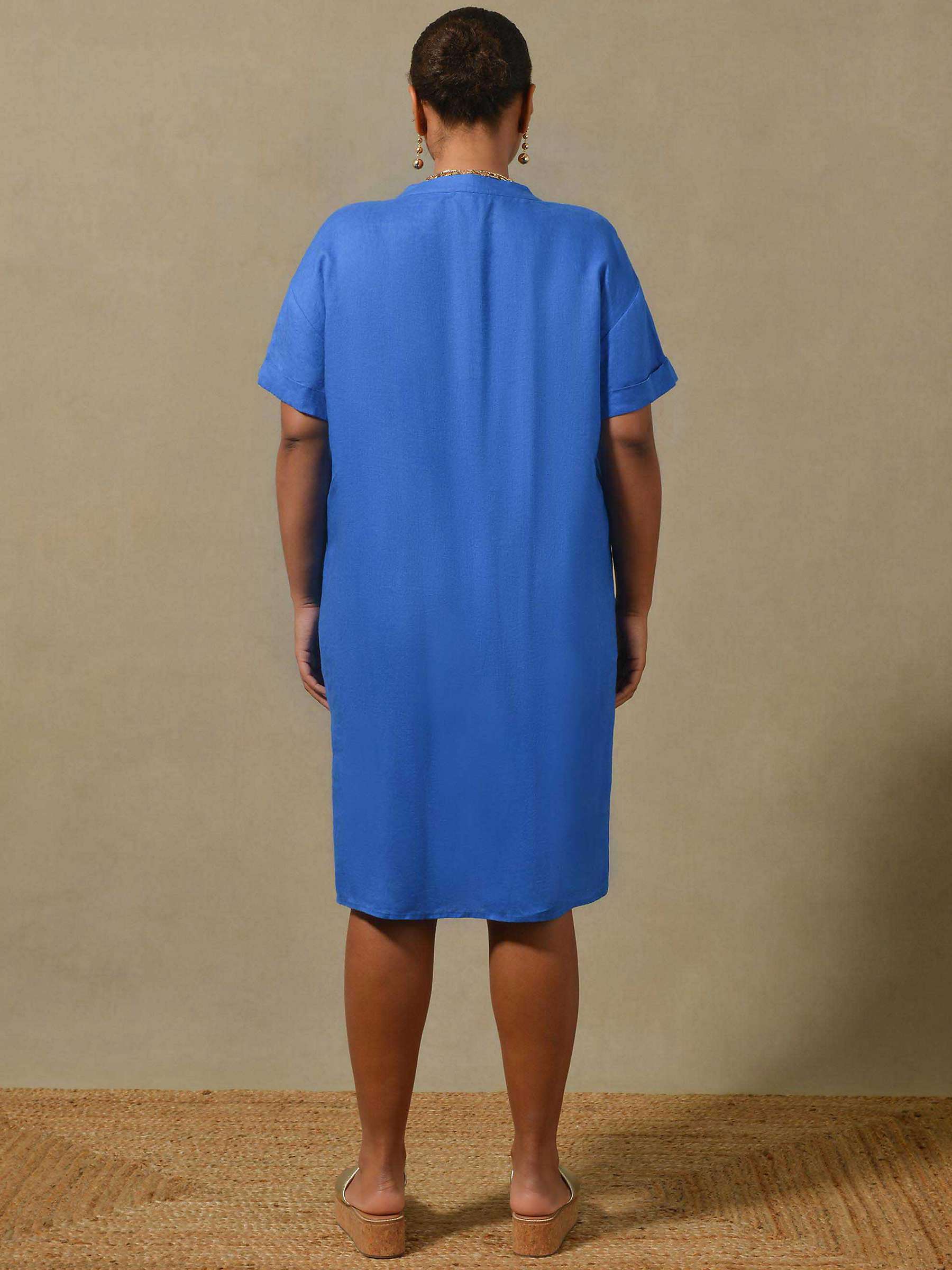 Buy Live Unlimited Curve Nehru Collar Linen Knee Length Dress Online at johnlewis.com