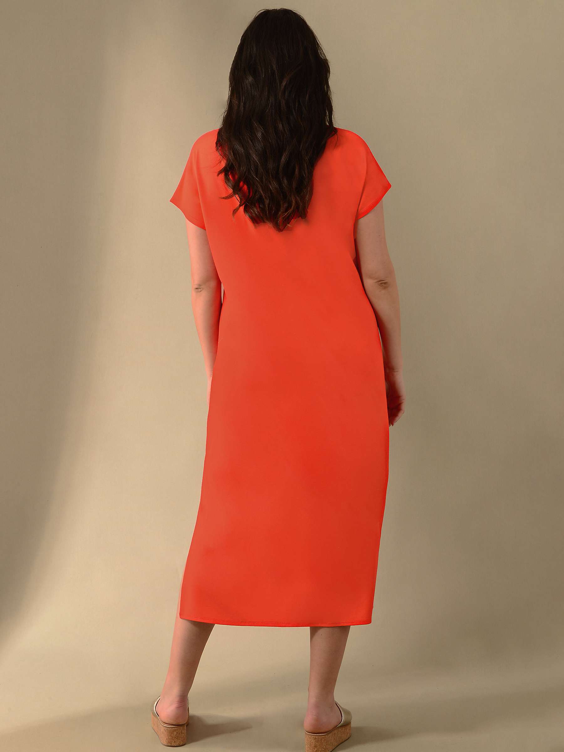Buy Live Unlimited Curve V Neck T-Shirt Maxi Dress, Orange Online at johnlewis.com