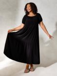 Live Unlimited Curve Tiered Maxi Dress, Black