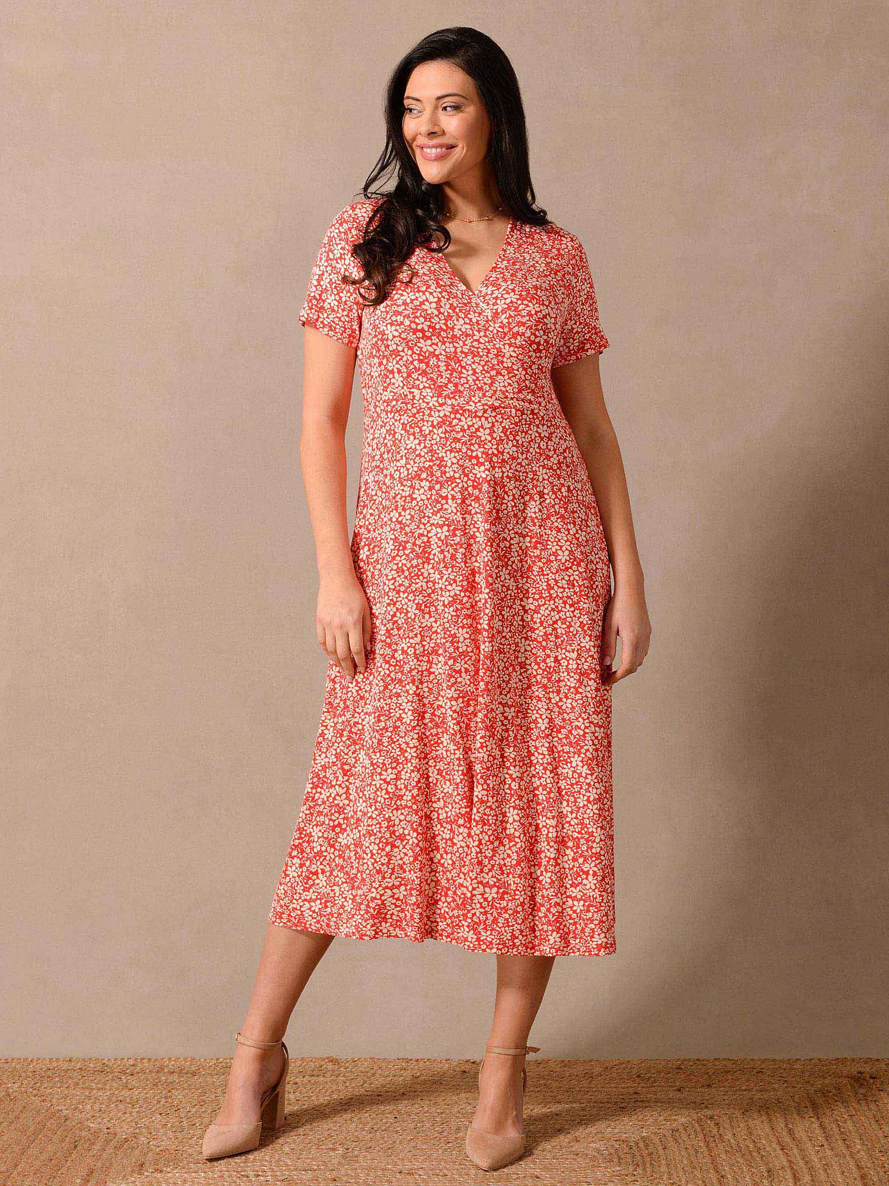 Buy Live Unlimited Ditsy Print Midi Dress, Red/White Online at johnlewis.com
