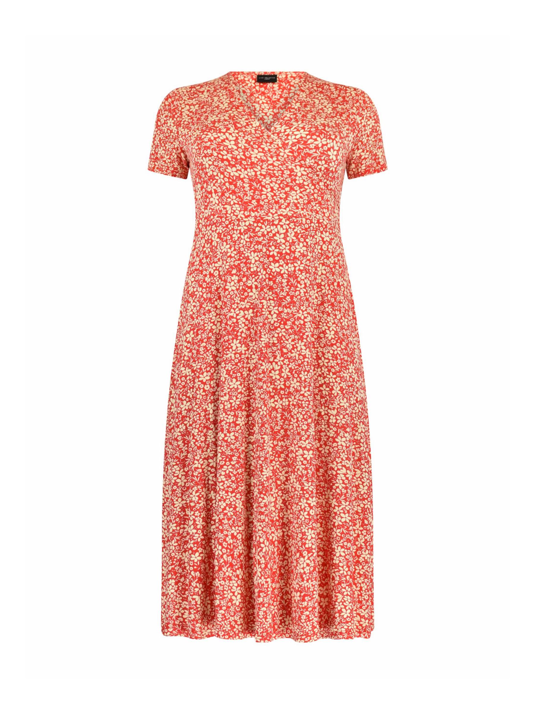 Live Unlimited Ditsy Print Midi Dress, Red/White at John Lewis & Partners