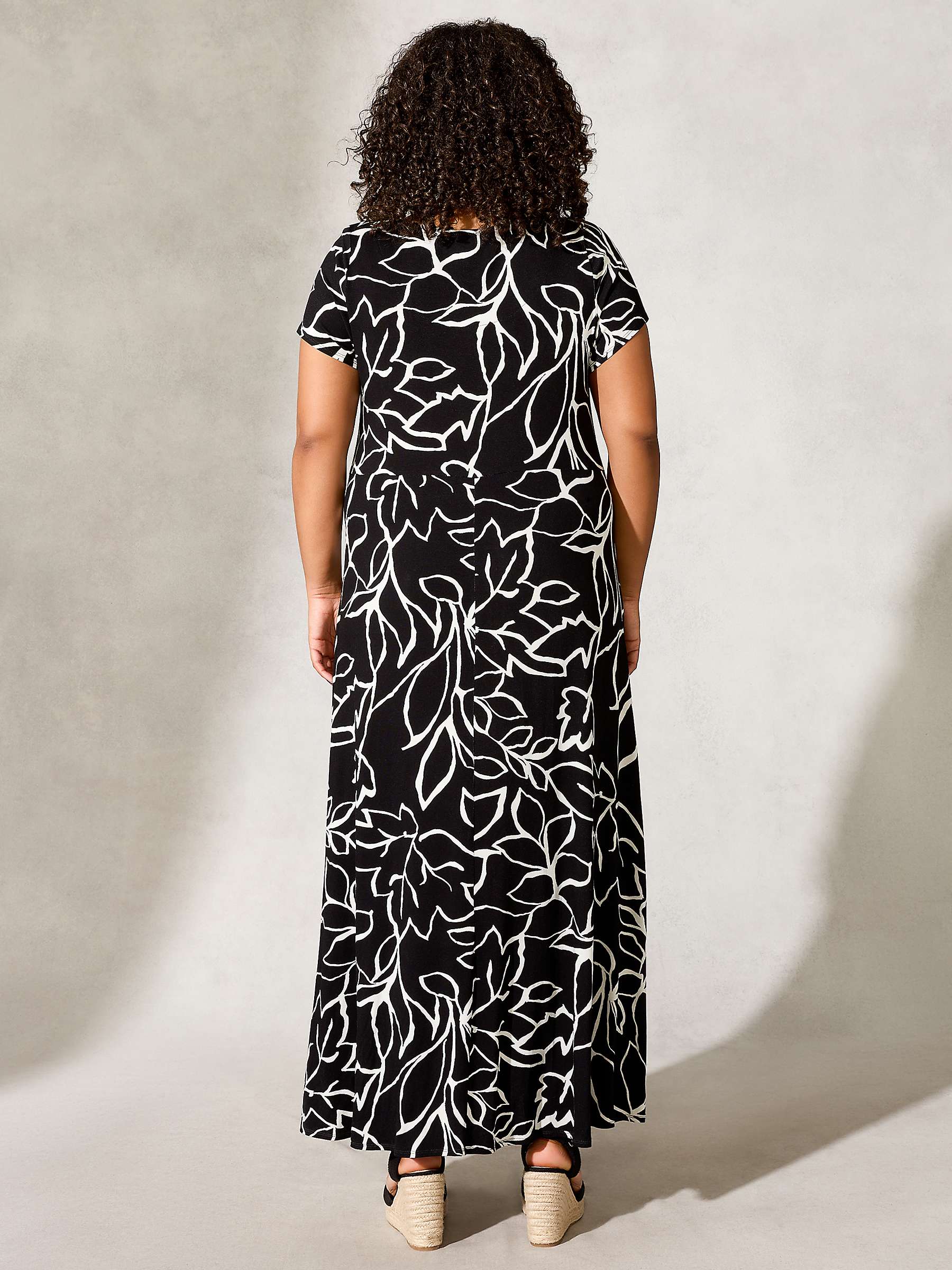 Buy Live Unlimited Curve Linear Floral Print Maxi Dress, Black Online at johnlewis.com