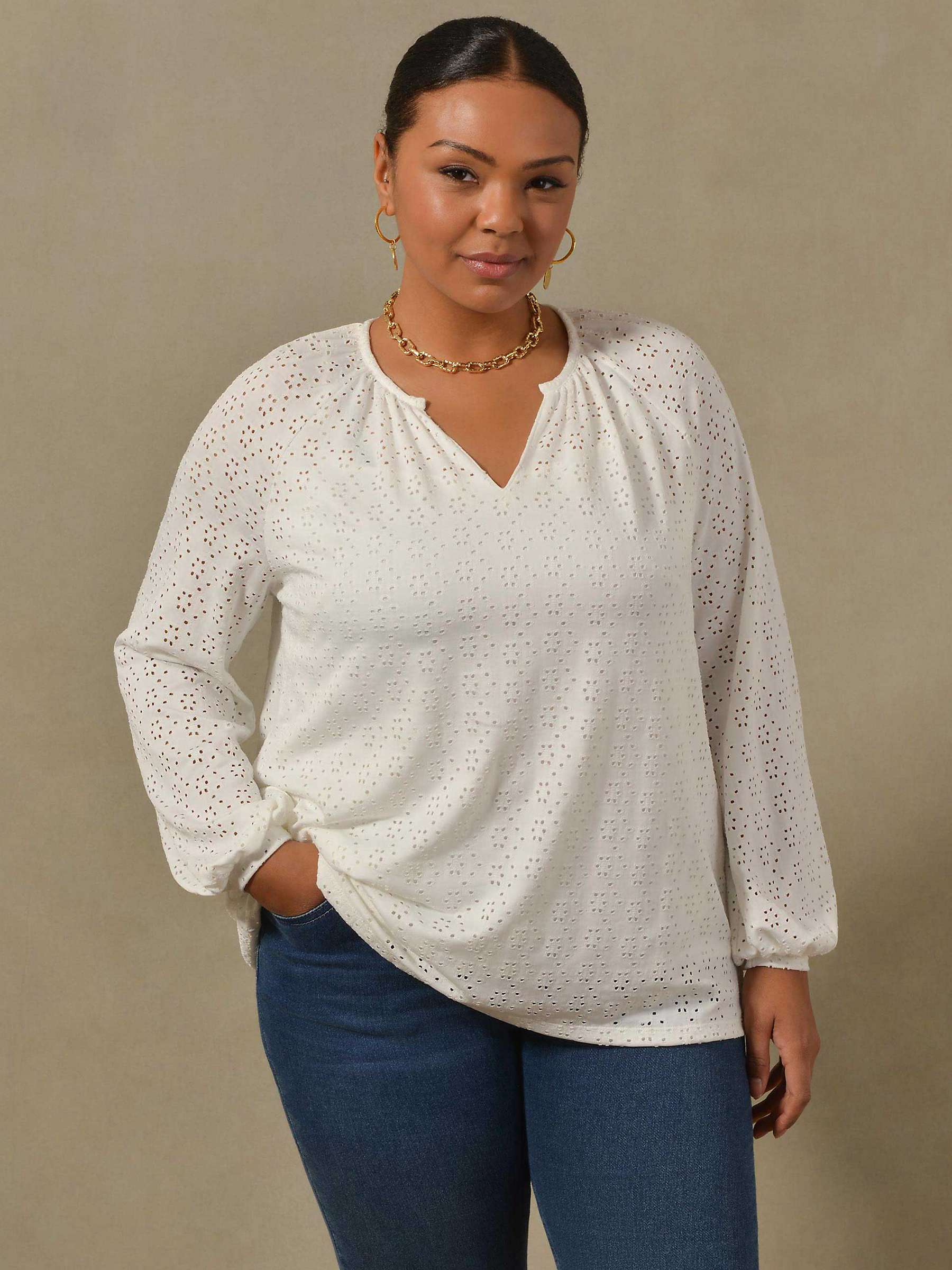 Buy Live Unlimited Curve Broidery Jersey Top, White Online at johnlewis.com