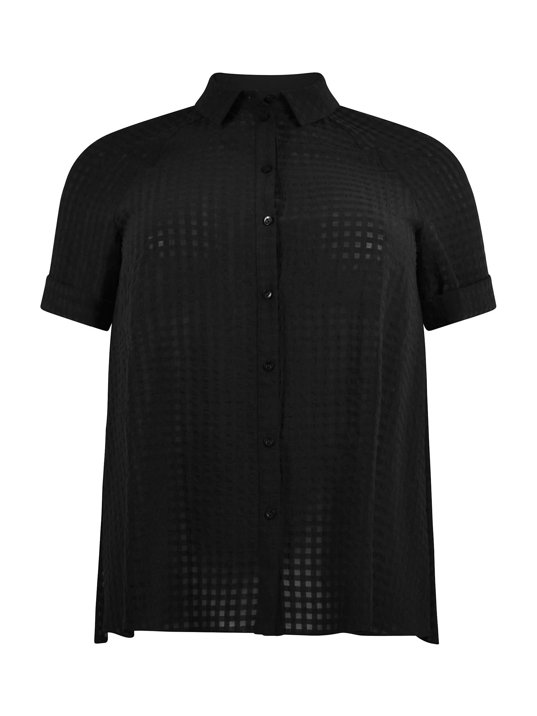 Buy Live Unlimited Curve Gingham Short Sleeve Shirt, Black Online at johnlewis.com