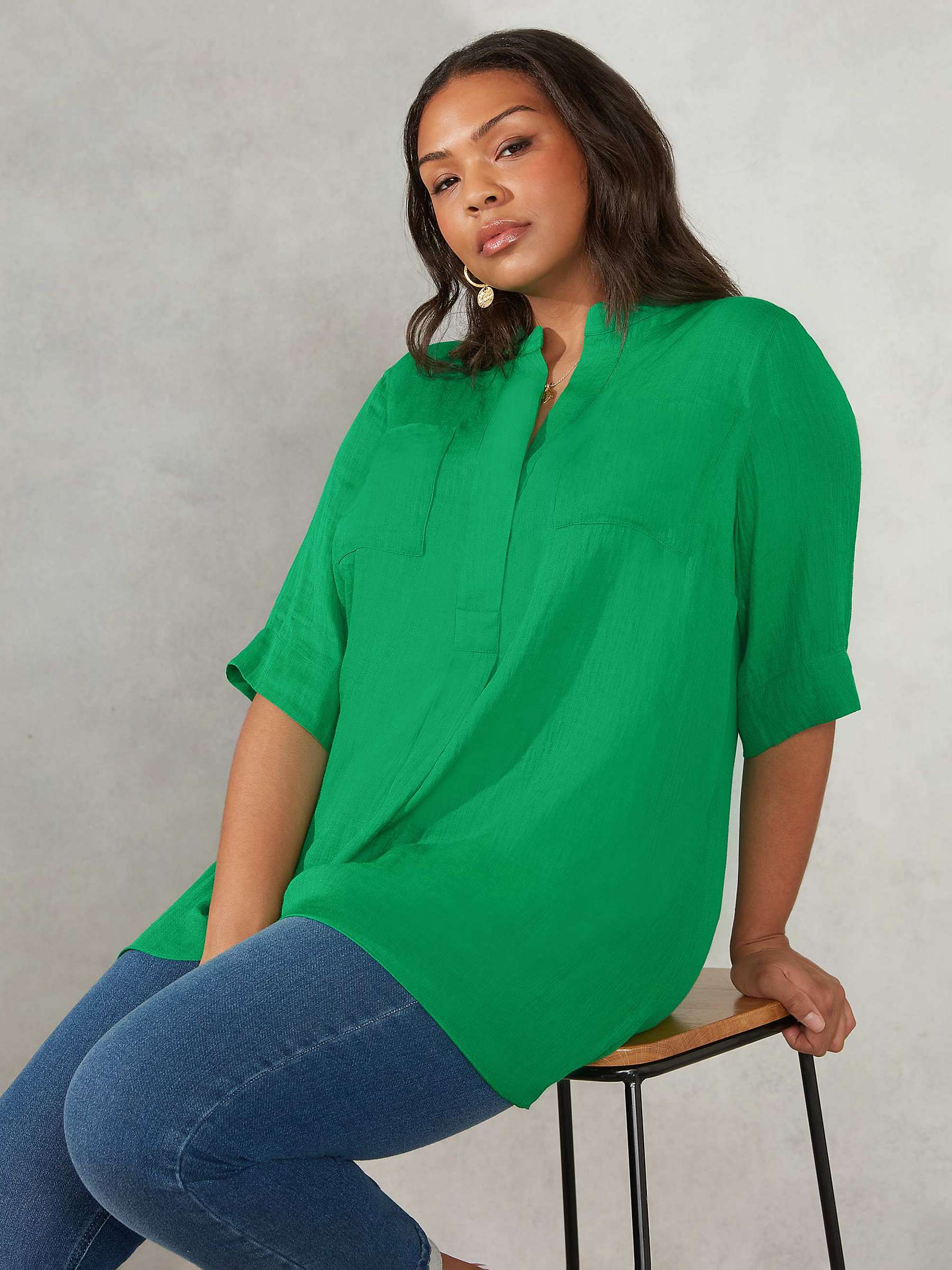 Buy Live Unlimited Curve Chambray High Low Blouse Online at johnlewis.com