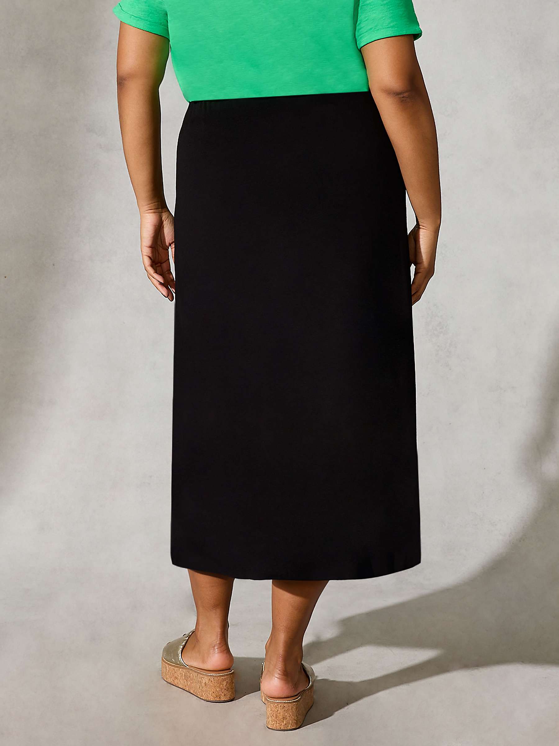 Buy Live Unlimited Curve Ruched Front Midi Skirt, Black Online at johnlewis.com