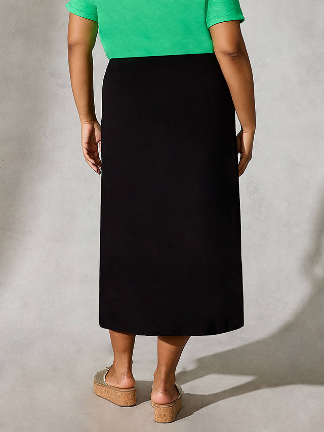 Live Unlimited Curve Ruched Front Midi Skirt, Black