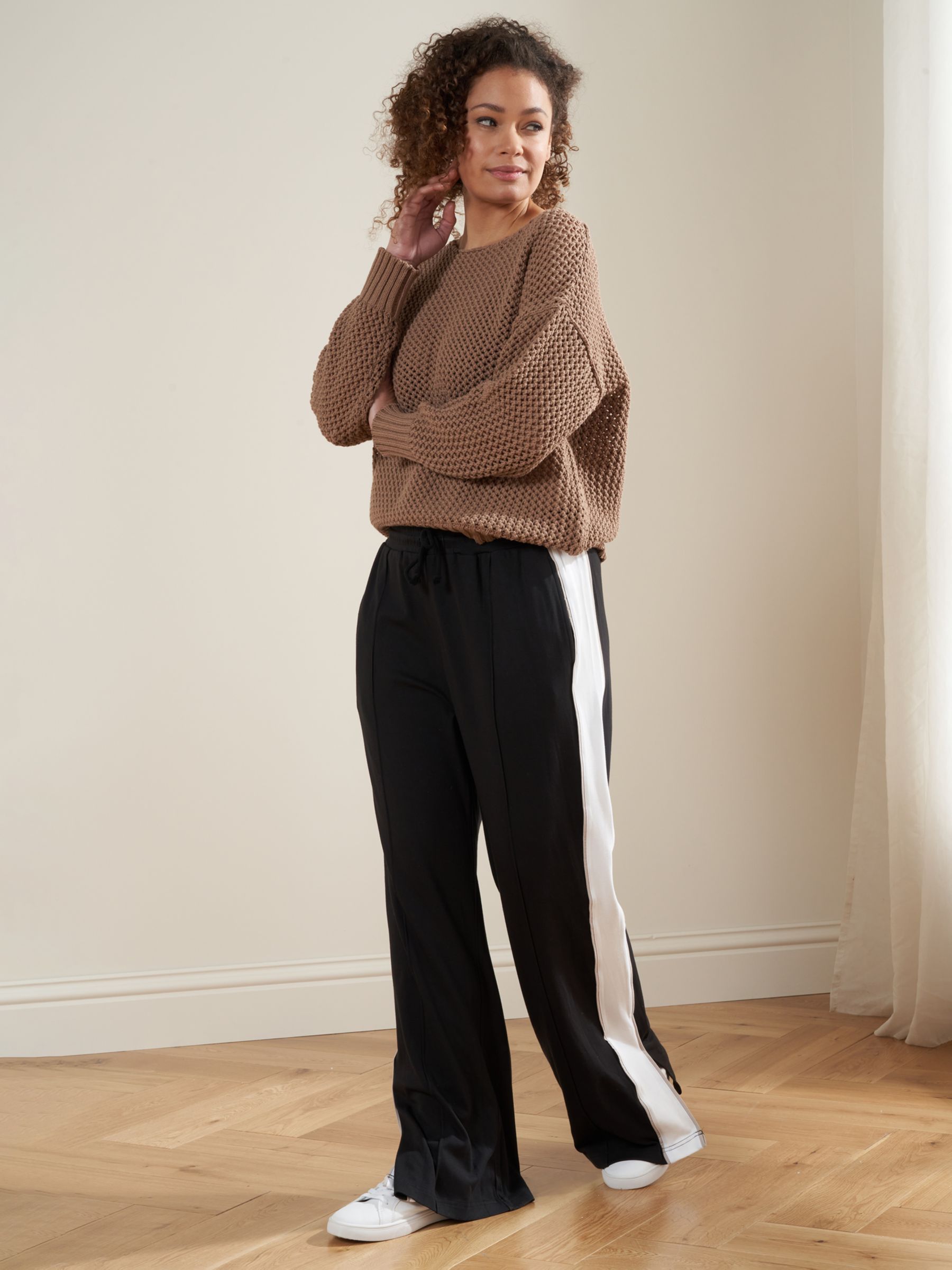 Truly Mesh Open Knit Jumper, Camel at John Lewis & Partners