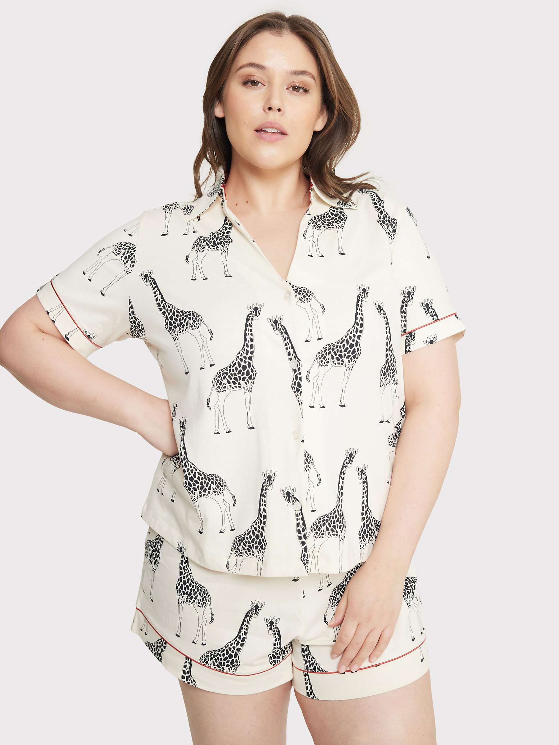 Buy Chelsea Peers Curve Organic Cotton Giraffe Shorts Pyjamas, Off White Online at johnlewis.com