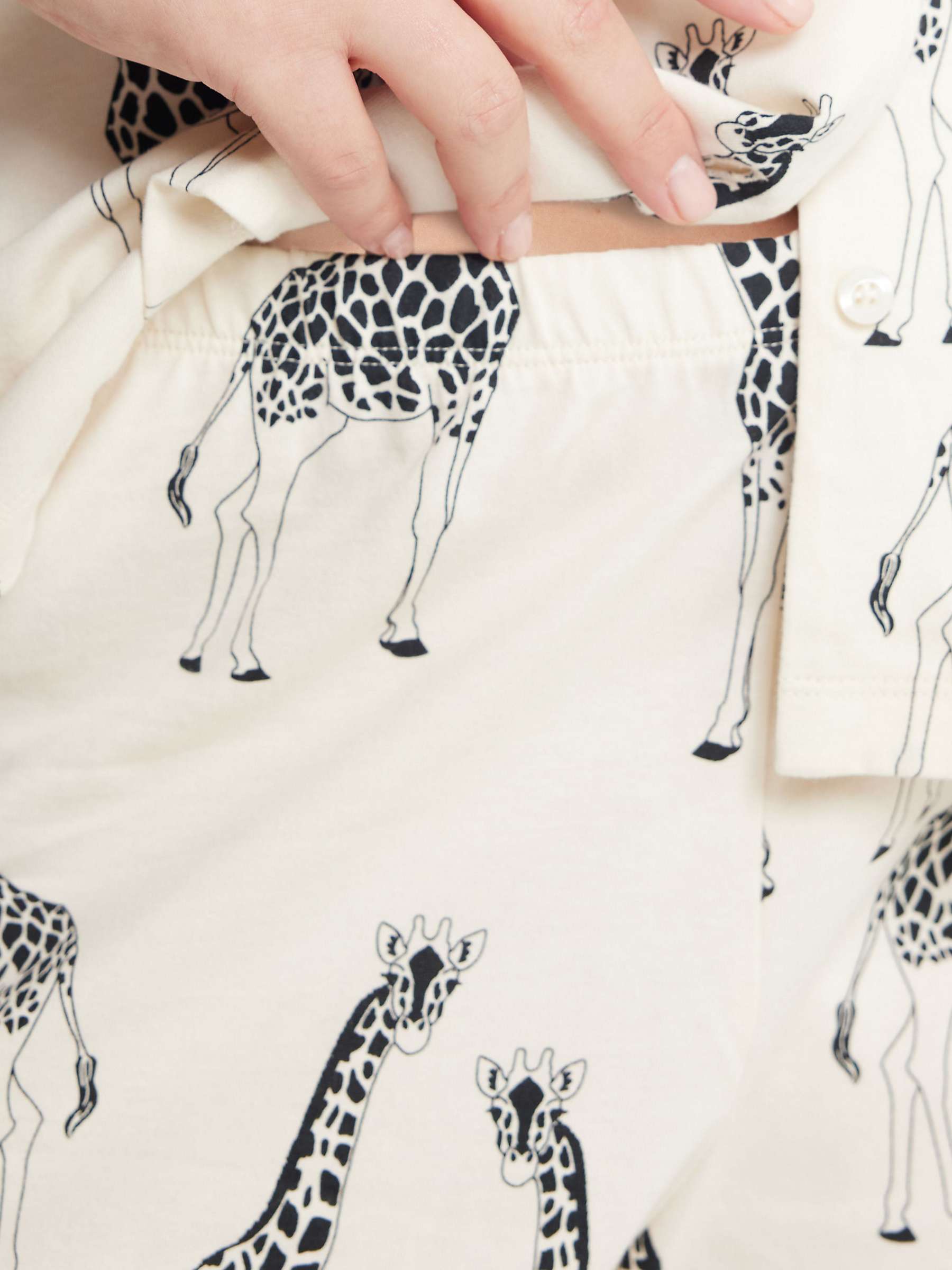 Buy Chelsea Peers Curve Organic Cotton Giraffe Shorts Pyjamas, Off White Online at johnlewis.com