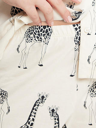 Chelsea Peers Curve Organic Cotton Giraffe Shorts Pyjamas, Off White