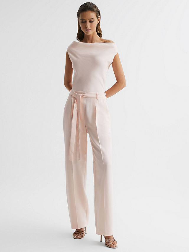 Reiss Maple Off The Shoulder Jumpsuit, Nude at John Lewis & Partners
