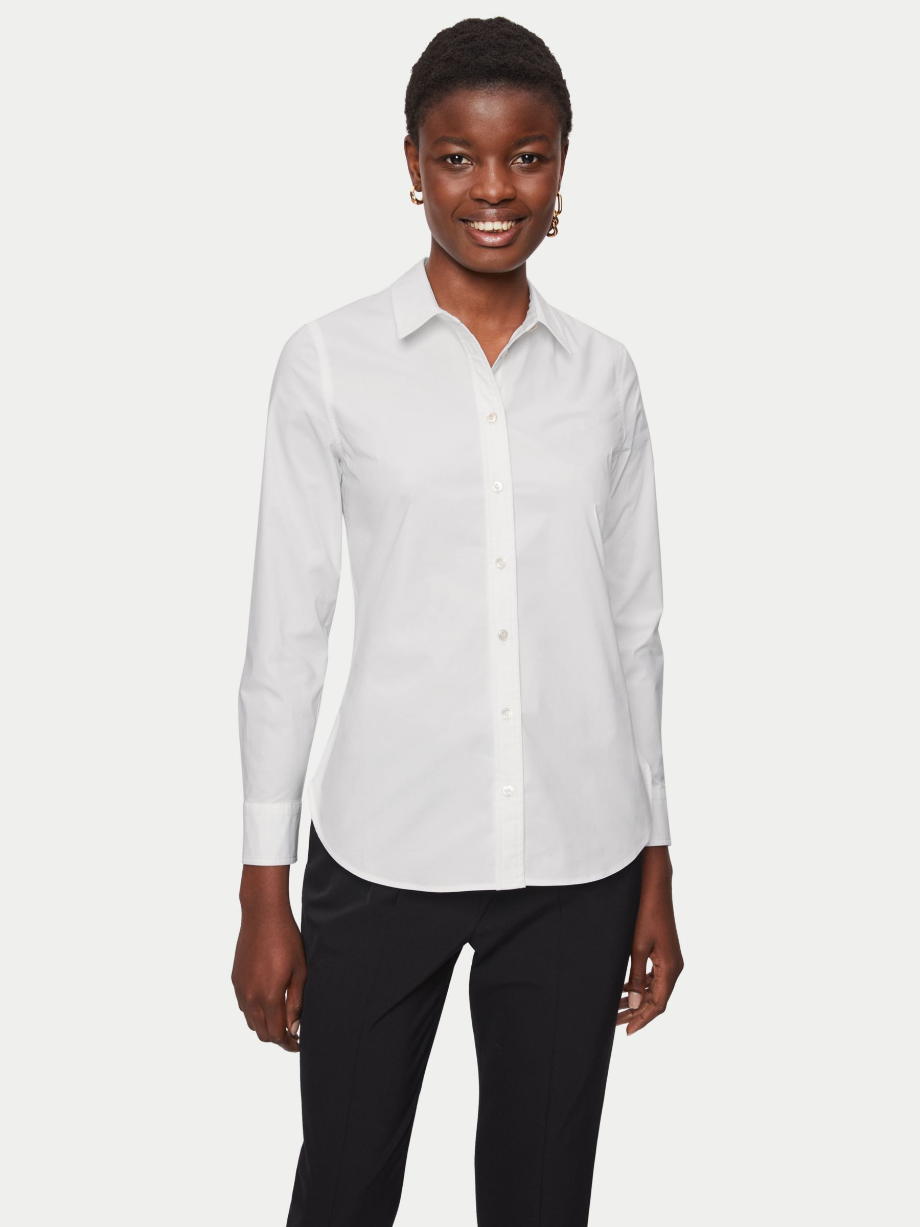 Jigsaw Fitted Cotton Shirt, White at John Lewis & Partners