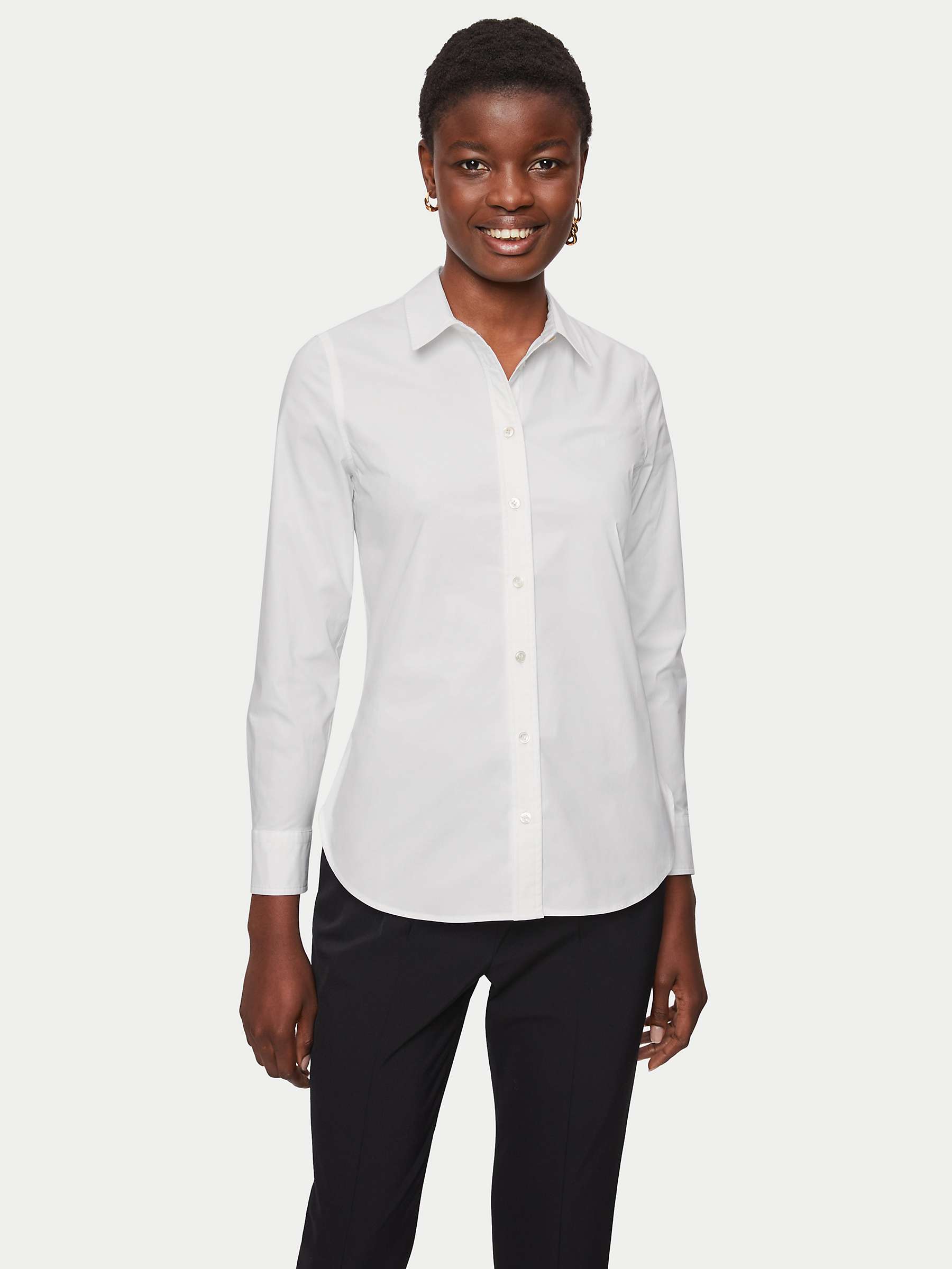 Buy Jigsaw Fitted Cotton Shirt, White Online at johnlewis.com