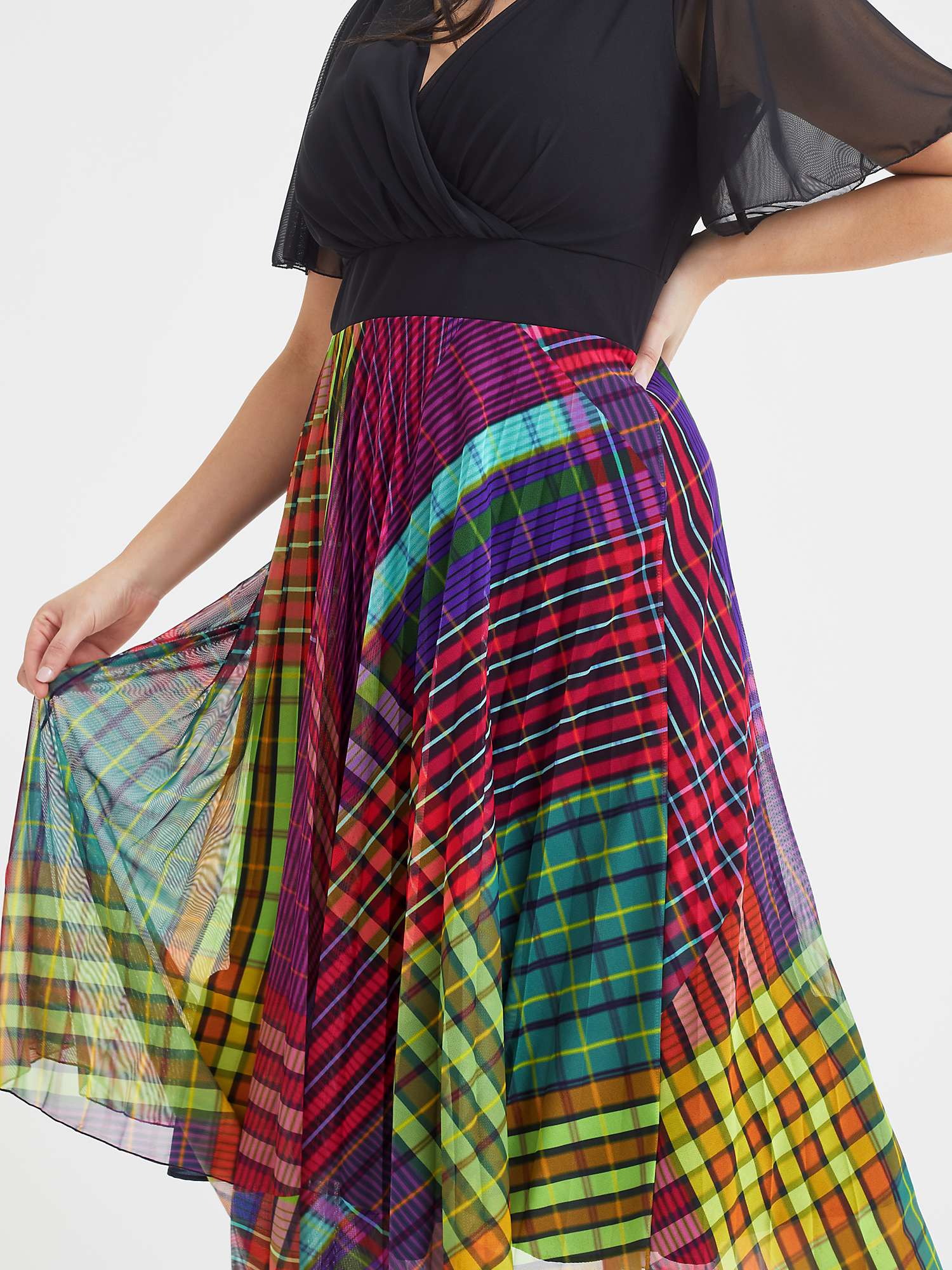 Buy Scarlett & Jo Carole Pleated Skirt Midi Dress, Black/Multi Online at johnlewis.com