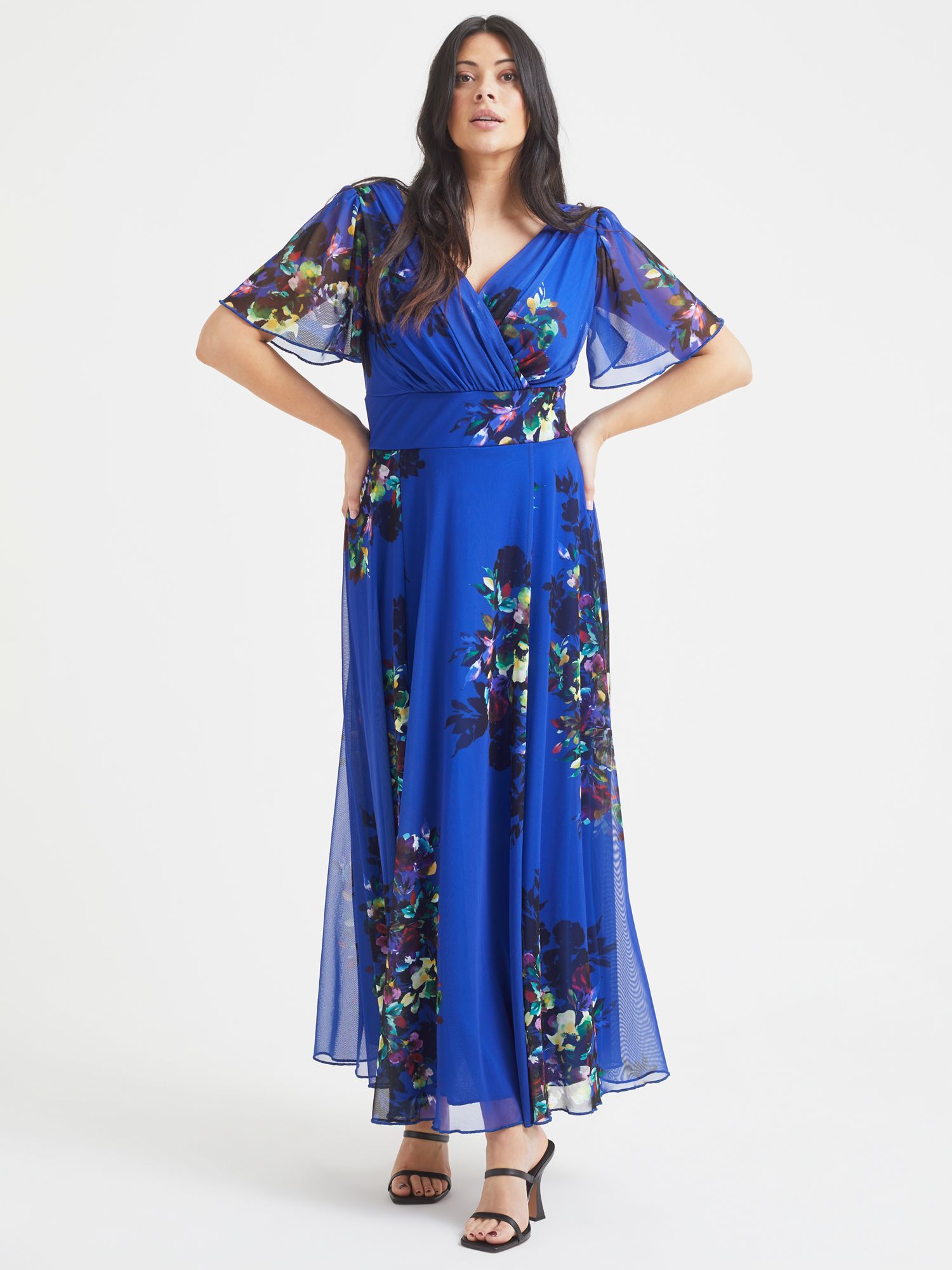 Scarlett & Jo Isabelle Floral Print Maxi Dress, Blue Multi