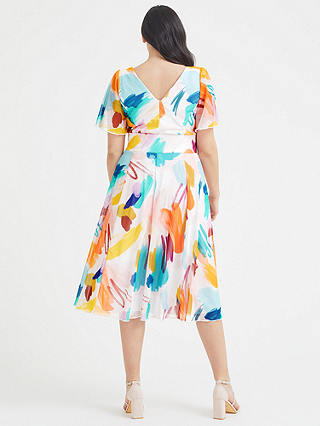 Scarlett & Jo Victoria Abstract Print Dress, Ivory/Multi