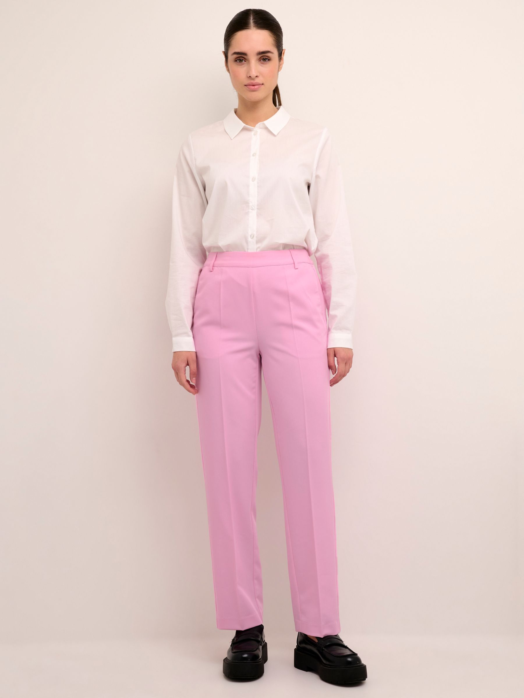 Buy KAFFE Sakura Slim Tailored Trousers, Pink Frosting Online at johnlewis.com