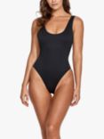Panos Emporio Thyme Sienna High Cut Ribbed Swimsuit, Black Forest