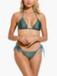 Panos Emporio Reversible Iliana Side Tie Bikini Bottoms, Earth Green/Capri