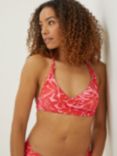 FatFace Ikat Leaves Bikini Top, Bright Pink