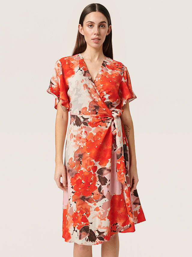 Soaked In Luxury Indre Gaby Floral Print Dress, Red