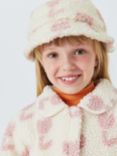John Lewis ANYDAY Kids' Tulip Fleece Bucket Hat, Cream/Pink