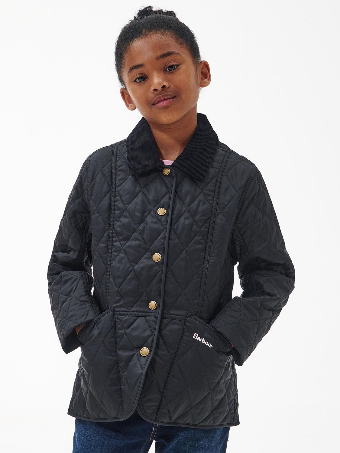 Barbour Kids' Liddesdale Quilted Jacket, Black at John Lewis & Partners