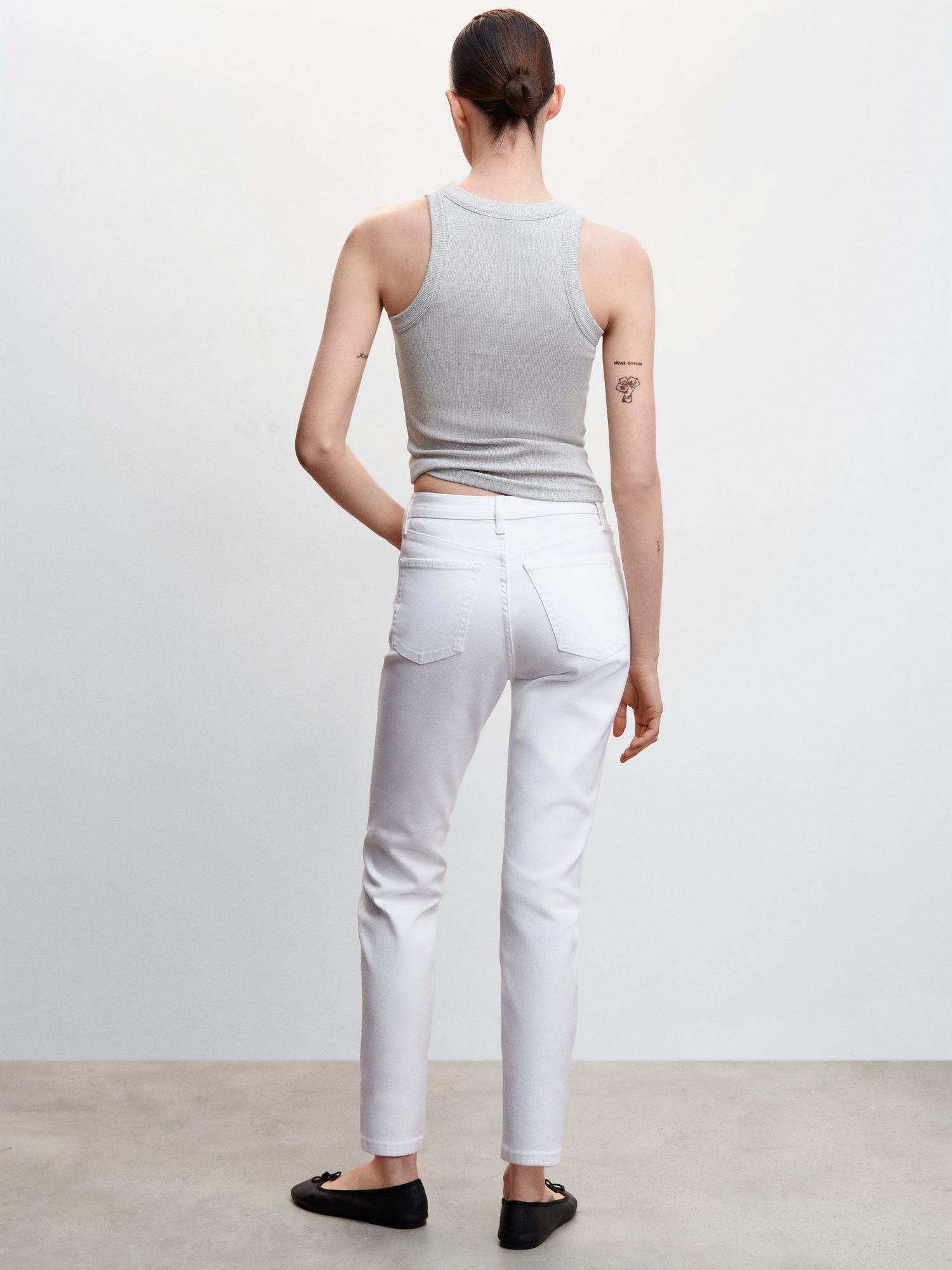 High rise white cropped on sale jeans