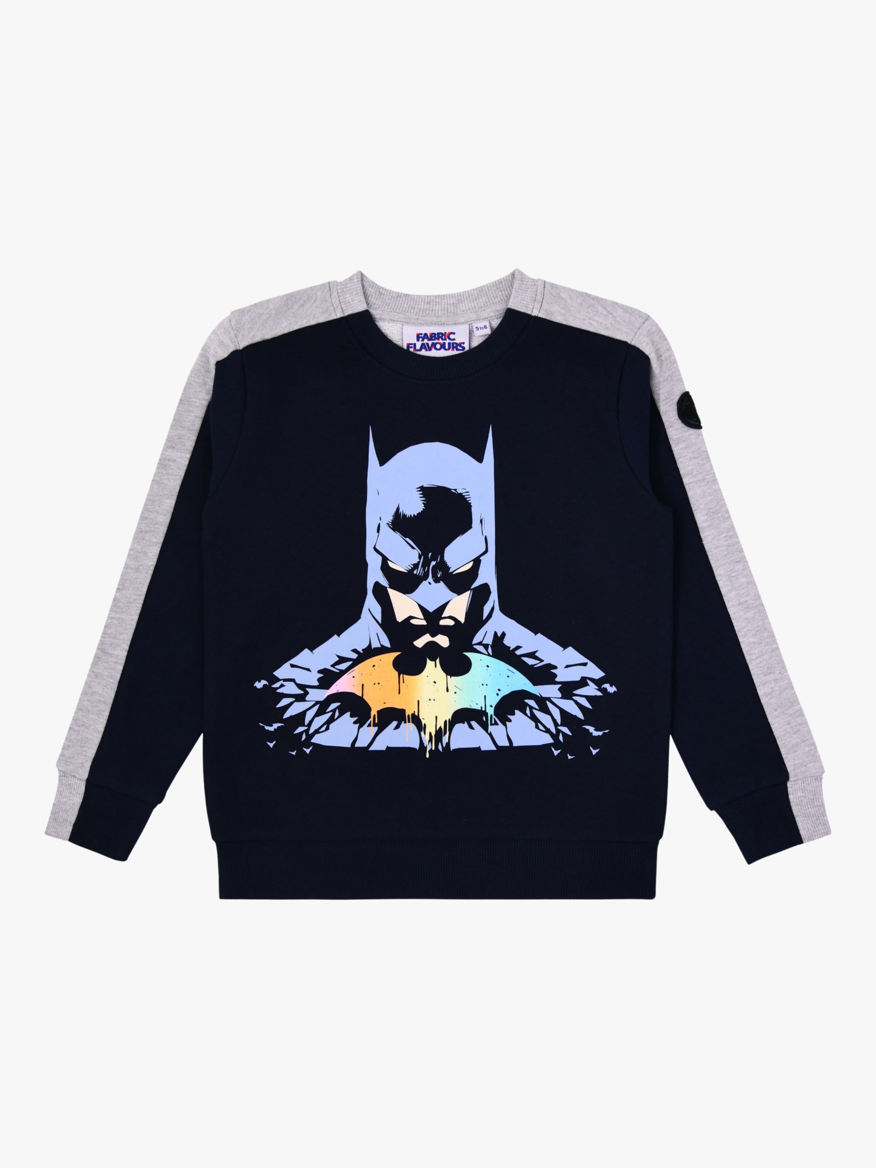Buy Fabric Flavours Kids' Batman Colour Block Sweatshirt, Navy Blue/Grey Online at johnlewis.com