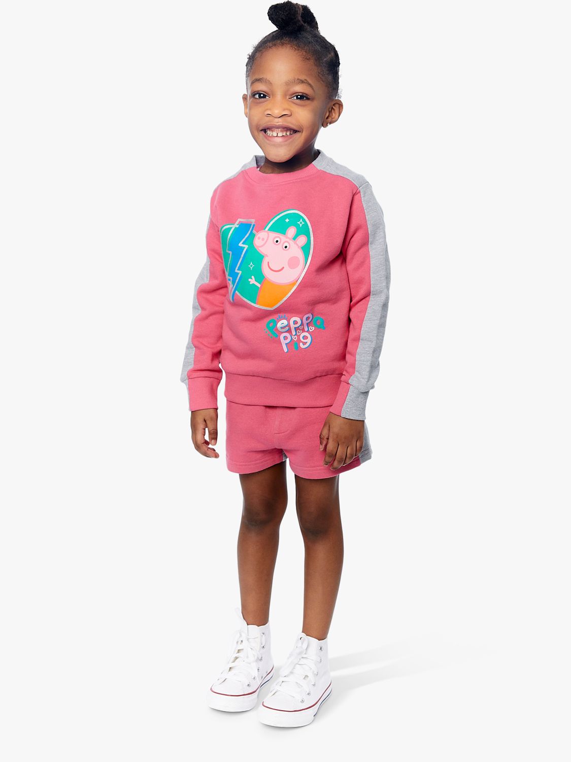 Buy Fabric Flavours Kids' Peppa Pig Colour Block Sweatshirt, Pink/Grey Online at johnlewis.com