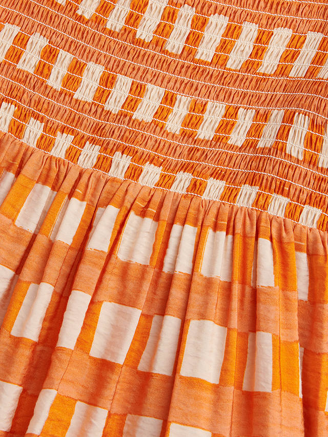 Whistles Kids' Eden Smocked Bodice Dress, Orange/Multi
