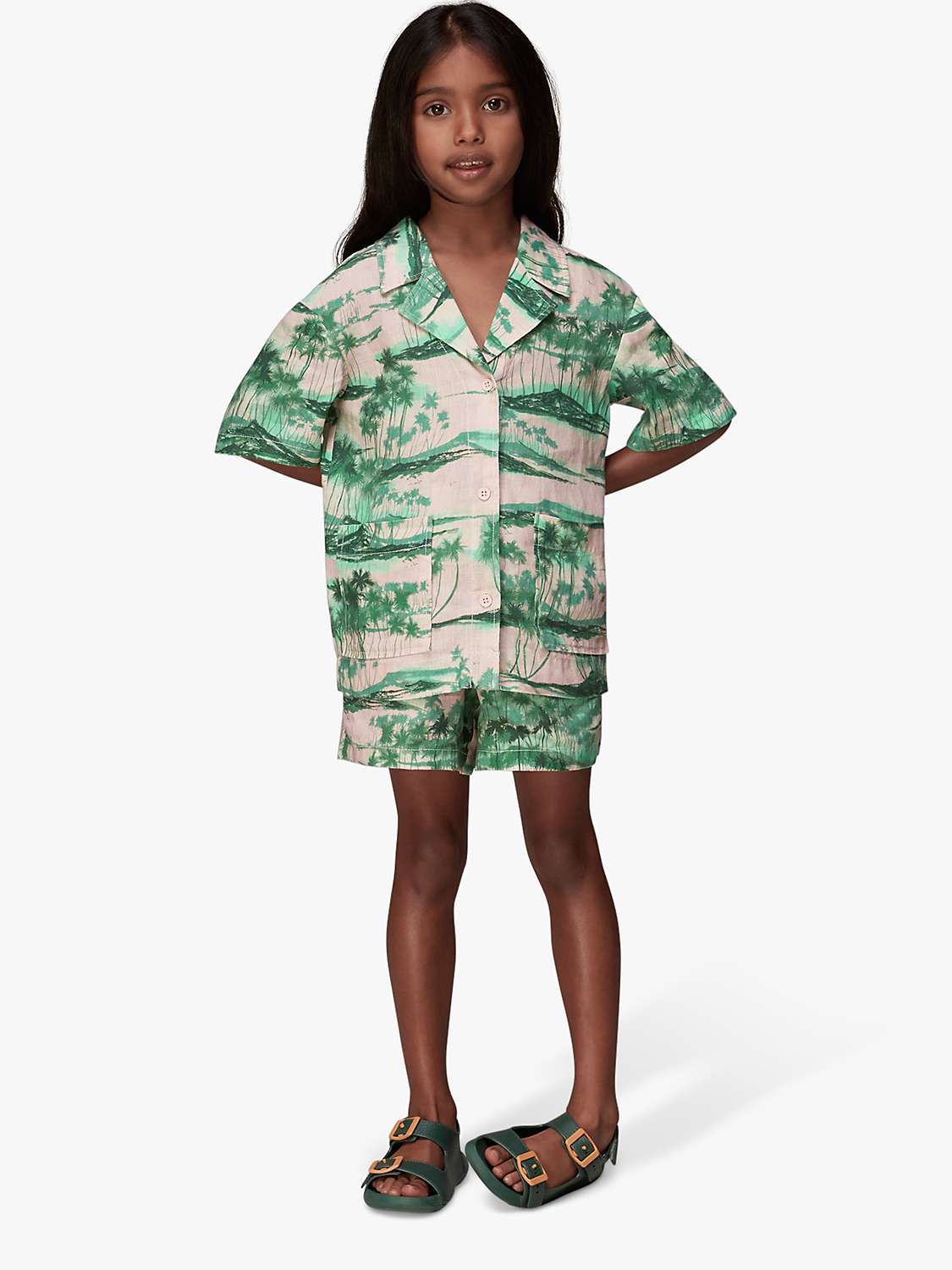 Buy Whistles Kids' Sammy Waving Palms Shorts, Pink/Multi Online at johnlewis.com