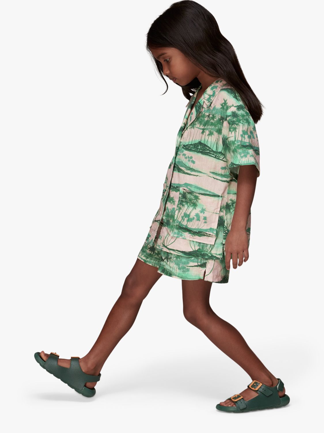 Whistles Kids' Sammy Waving Palms Shorts, Pink/Multi, 5-6 years