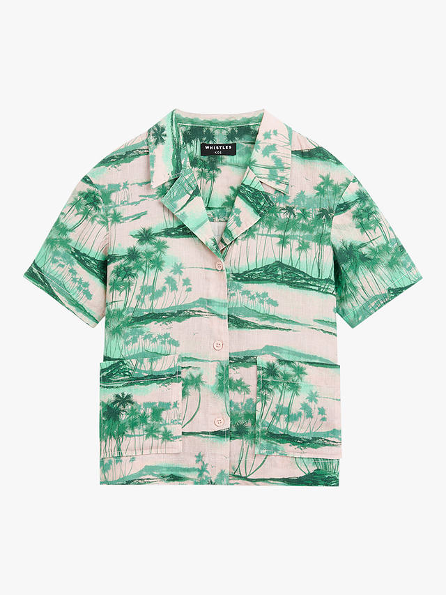 Whistles Kids' Sammy Waving Palms Shirt, Pink/Multi