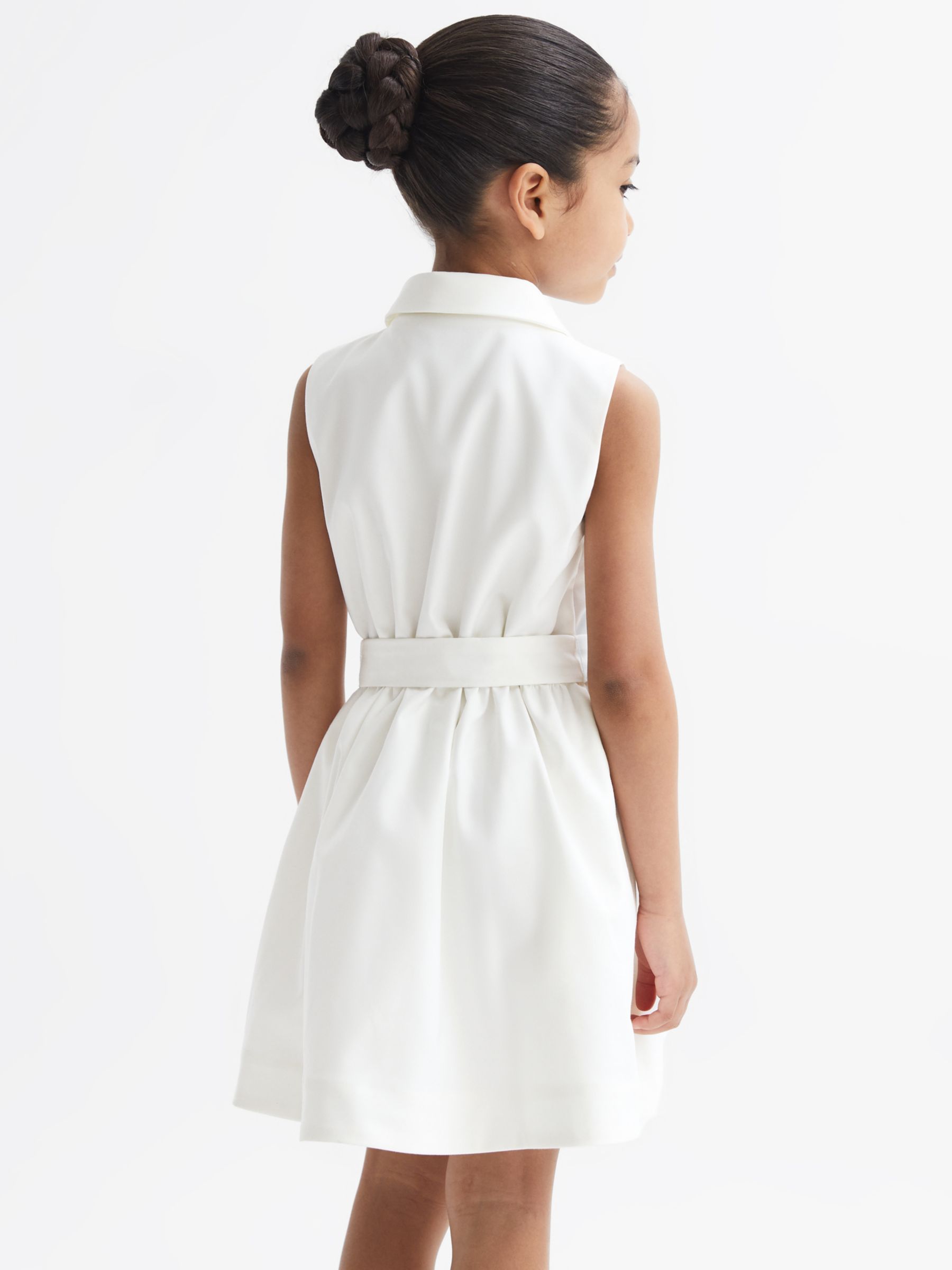 Reiss Kids' Natalie Belted Sleeveless Dress, White, 4-5 years