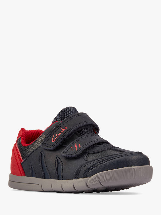 Clarks Kids' Rex Play Trainers, Navy/Red Leather