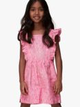 Whistles Kids' Meg Cotton Uneven Lines Playsuit, Pink/Multi