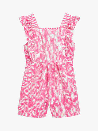 Whistles Kids' Meg Cotton Uneven Lines Playsuit, Pink/Multi