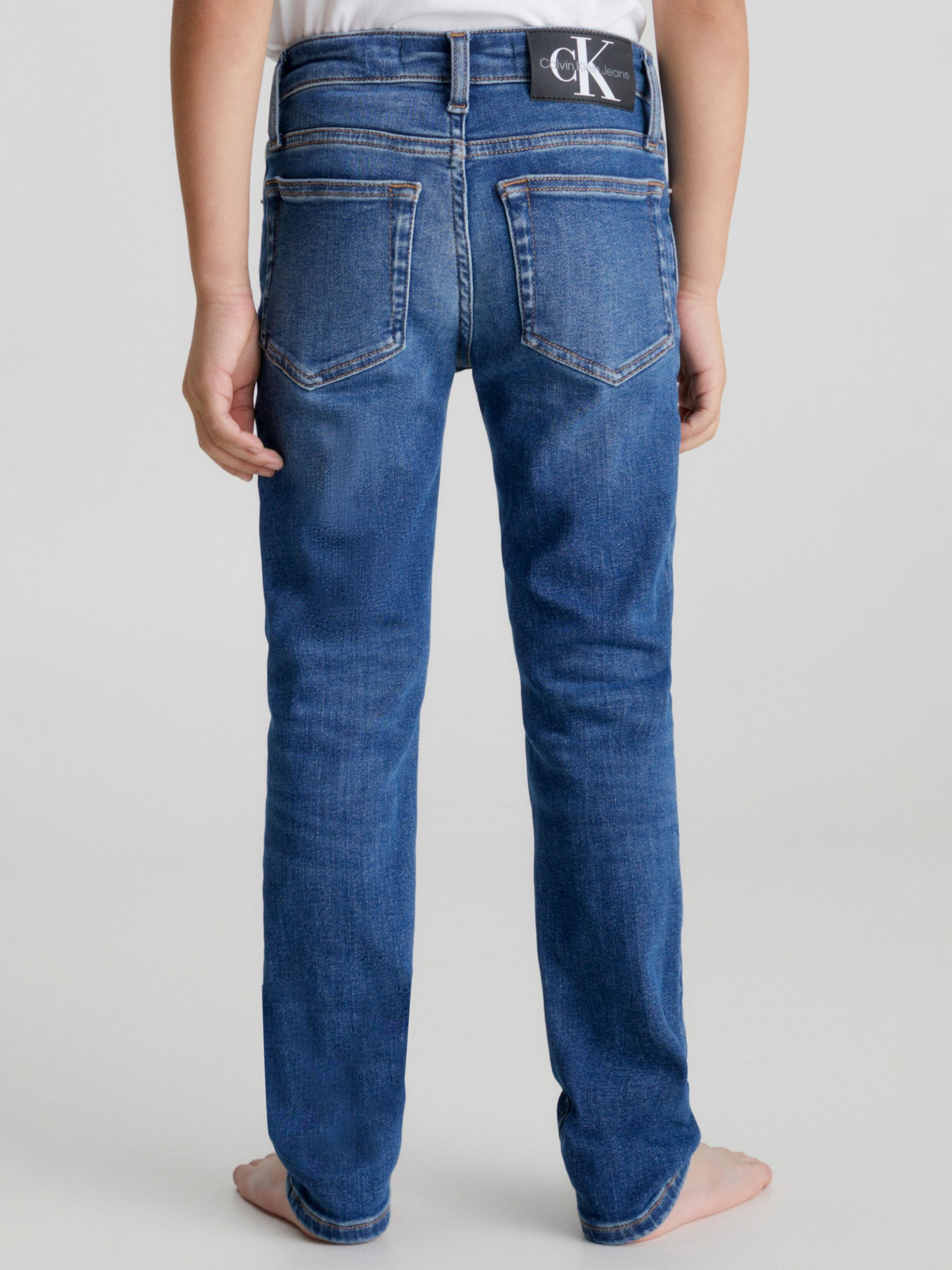 Calvin Klein Kids' Slim Essential Jeans, Mid Blue at John Lewis & Partners
