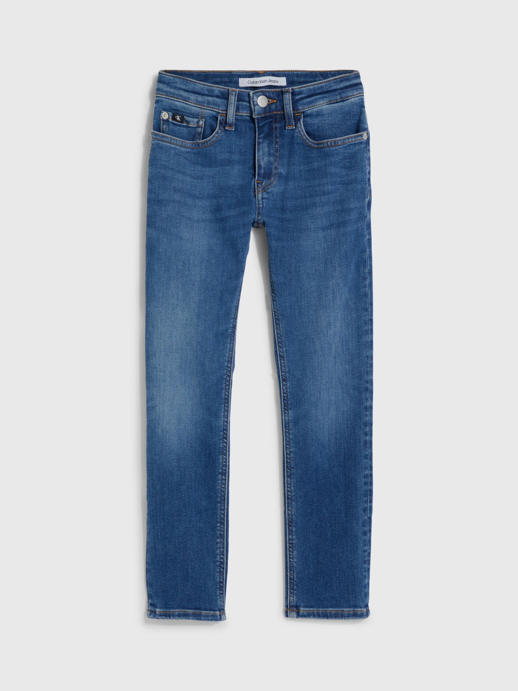 Calvin Klein Kids' Slim Essential Jeans, Mid Blue at John Lewis & Partners