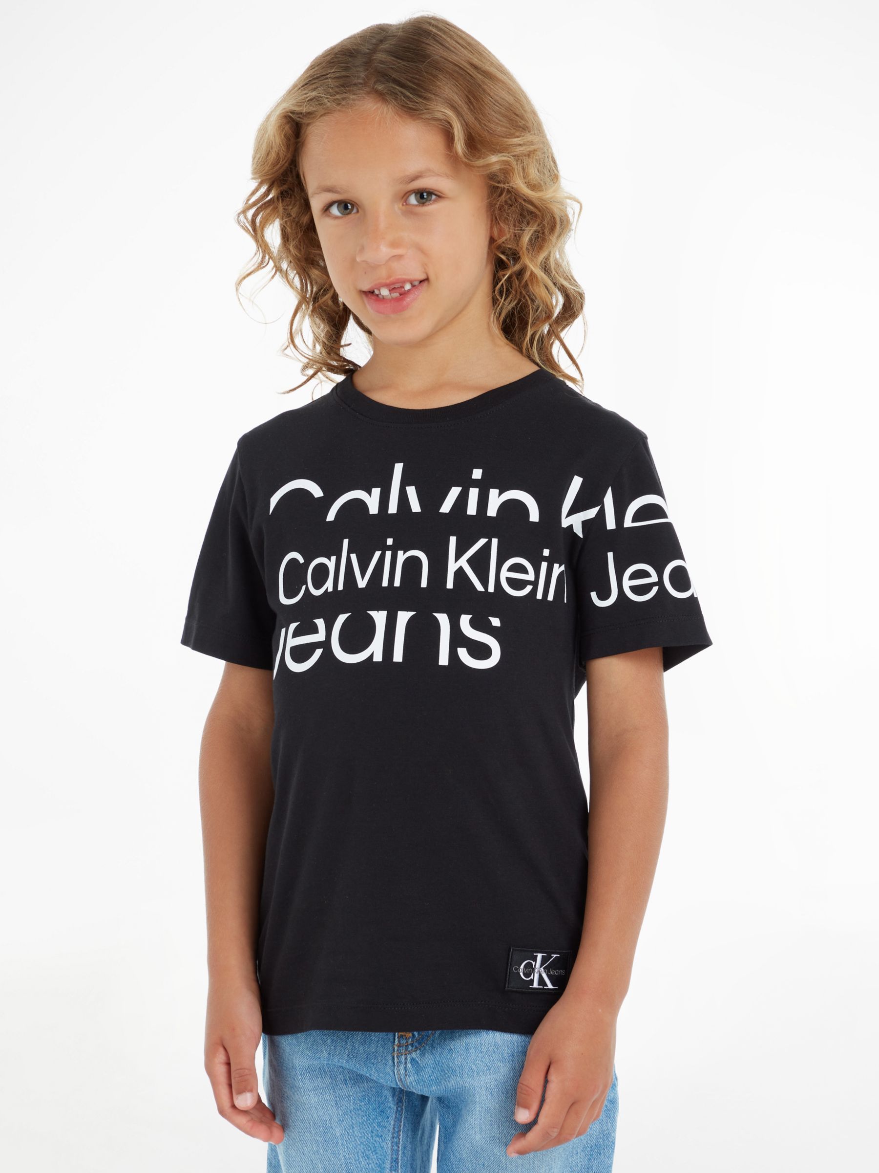 Calvin Klein Kids' Blown T-Shirt, Black at John Lewis & Partners