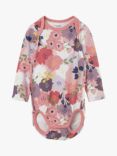 Polarn O. Pyret Baby GOTS Organic Cotton Blend Floral Bodysuit, Pink/Multi