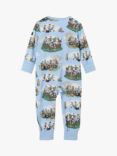 Polarn O. Pyret Baby GOTS Organic Cotton Blend Nordic Print Onesie Pyjamas, Blue