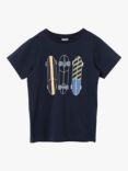 Polarn O. Pyret Baby Skateboard Print Organic Cotton T-Shirt, Blue