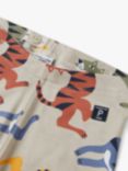 Polarn O. Pyret Kids' Tiger Print Organic Cotton Leggings, Natural/Multi