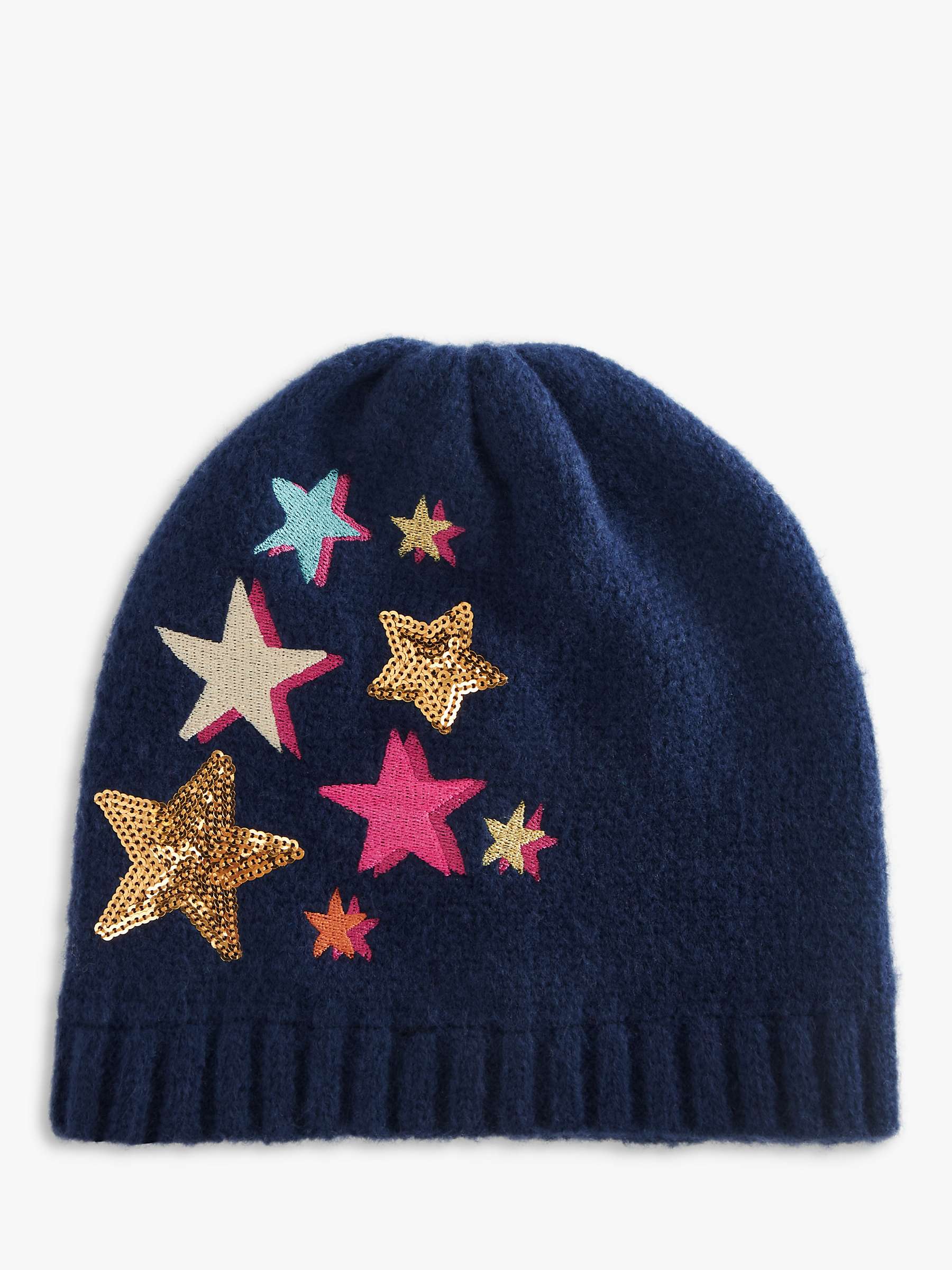 Buy John Lewis Kids' Star Beanie Hat, Navy Online at johnlewis.com