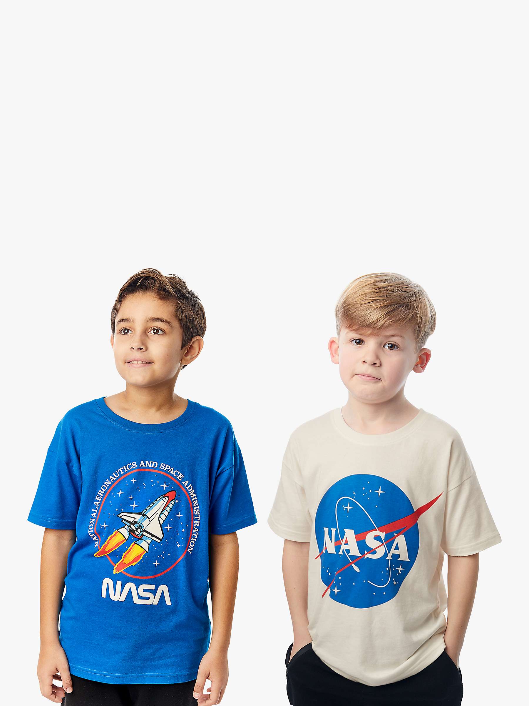 Buy Fabric Flavours Kids' NASA Oversized T-Shirts, Pack of 2, Blue/White Online at johnlewis.com